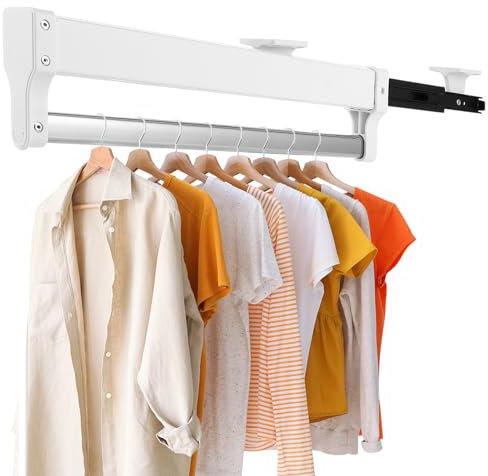 AKOLAFE Ausziehbare Kleiderstange, Länge 350 mm - 700 mm, ausziehbare Kleiderstange, geeignet für Schrank, Hosen, Kleidung, Hüte (weiß)