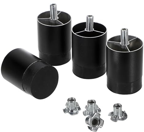 SUMNACON Möbelbeine aus Aluminiumlegierung, Schrankbeine, Schwarz, 5 cm Höhe, Couch-, Sofa-, Tischfüße, DIY-Ersatz-Bein mit M8-Gewinde für Arbeitsplatte, Frühstück, Bar, Schreibtisch, 4 Stück