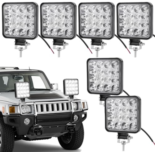 GBKDQQ LED Arbeitsscheinwerfer: 6PCS 12V 48W Arbeitslicht, Offroad Scheinwerfer, für Auto, SUV, Truck, Traktor (weiße Lichtfarbe)