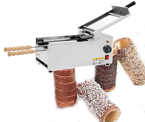 Forno elettrico commerciale per dolci a camino, macchina per grigliare coni gelato, macchina per fare dolci a camino, macchina per arrotolare cake pop, con 2 barre in acciaio inossidabile, 110 V