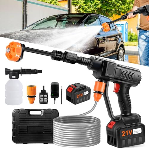 DeeprBetter Idropulitrice Portatile a Batteria, 55Bar Pulivapor a Batteria 18000mAh, Potente Idropulitrice Alta Pressione Pulivapor con Ugello 6-in-1, Professionale Idropulitrice Senza Fili Auto