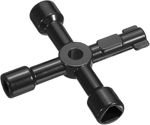 dvkGKLVq 4 in 1 Universal Utilities Key,Cross Key,1/2/4pcs 4 in 1 Universal Cross Key Multi-Function Triangle Wrench Key for Gas Electric Elevator Cabinet Plumbing Valve Bleed Radiators(Black,4pcs)