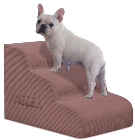 Mesa Lemon Hundetreppe für kleine Hunde, 3-stufige Haustierrampe Treppe für Hochbetten und Sofa, rutschfeste Haustiertreppe für kleine Hunde und Katzen, Abnehmbarer und leicht zu reinigender Bezug