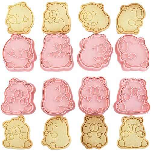 Ymxygz 8 Stück Niedliche Tier-ausstechformen, Cartoon-Capybara-keksstempel, 3D-keksausstecher, Tier-keksform, Pressform-Set, Küchen-backwerkzeuge