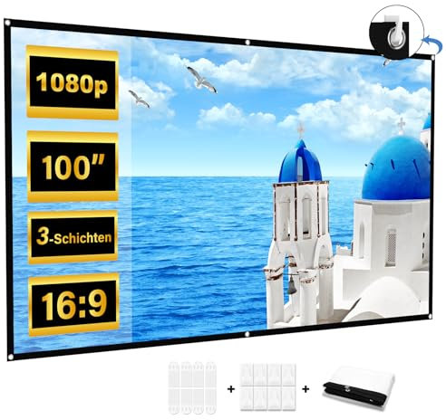 Schermo Proiettore 100 Pollici Telo Proiettore Anti Rughe Pieghevole Portatile Lavabile, Schermo Proiezione Esterno per Casa Ufficio Eventi All`Aperto Teatro