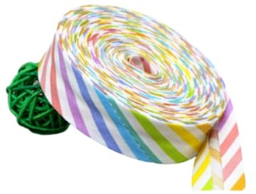 KIXZSAZ Baumwoll Schrägband, wunderschön verarbeitet mit vielseitigem Rand, gepunktetem und gestreiftem Schrägband, Regenbogenstreifen