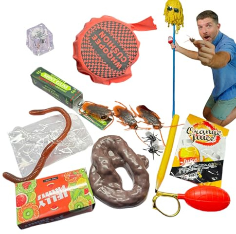 Streiche-Paket Und Scherzspielzeug-Box-Set, Gadgets, Lustiges Spiel, Aprilscherz-Spielzeug, Neuartige Streichartikel, Lustiges Cooles Zeug, Gruselige Requisite Inklusive Furzkissen, Falscher KOT