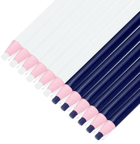 sourcing map 12PCS Peel-Off Grease Pencils, Color China Markers for Glass Metal Plastic Paper, Non-Sharpening Wax Pencils for Coloring Drawing Marking, Blue & White