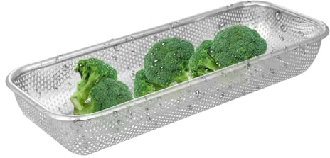 SEWACC Cesta Escurridora de Cocina de Acero Inoxidable Tamaño Pequeño 31X12X55 CM Cesta de Drenaje para Verduras y Frutas Colador para Fregadero Multifuncional Uso Doméstico