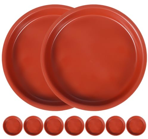 OSALADI 10 Bandejas Redondas para Plantas de Plástico Reutilizables Platillos para Macetas de Interior y Exterior Bandejas Recolectoras de Agua Resistentes Color Rojo Modelo