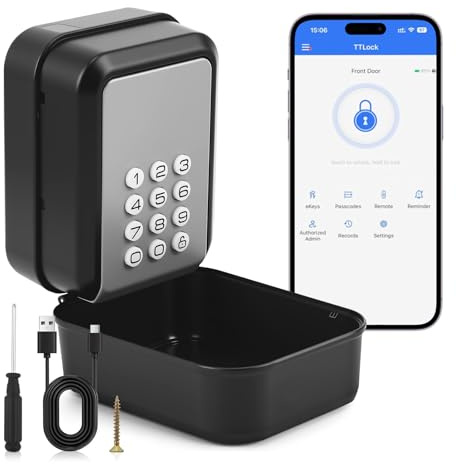 Caja de Seguridad para Llaves con código numérico, caja para llaves inteligente Bluetooth montada en la pared, impermeable Grande Cajetin Llaves,Caja Fuerte para Llaves para casa,garaje,apartamento