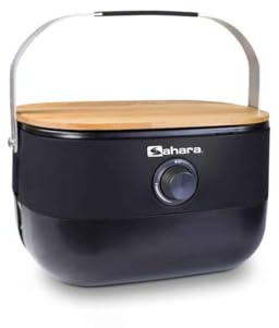 Sahara MINI Tragbarer Gasgrill Campinggrill 2,7kW Gusseisenrost & Schneidebrett-Decke,l Wohnmobil, Picknick, inkl. Regler Schlauch Kartusche & 11kg Gasflaschen-Adapter Set, Kompakt Outdoor Tischgrill