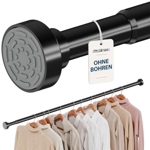 Tringle à vêtements sans perçage, Tringle extensible antidérapante, Tringle robuste réglable 43-137 cm pour placard, salle de bain, buanderie, camping-car, Noir