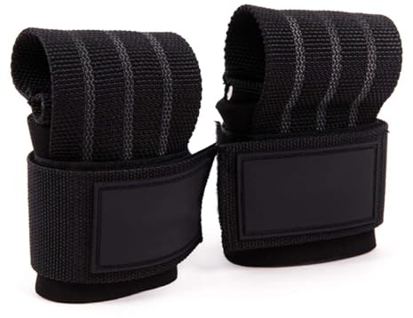 Fascette Sollevamento Pesi 1 paio di cinghie for sollevamento pesi, guanti da palestra for, polso for stacco, equipaggiamento assistenza(Black)