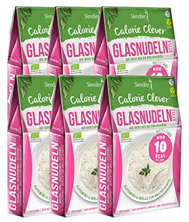 6 x Slendier Bio Konjak Nudeln | Glasnudel-Style | Kalorienarm | Shirataki | Quelle für Ballaststoffe | Glutenfrei | 6 x 250 g