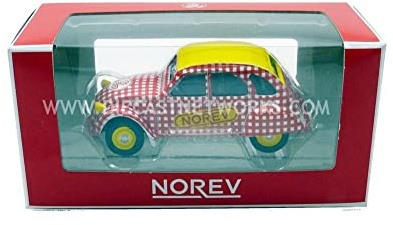 Norev- Citroen 2 CV 6 Special 1980 Saucisson Cycliste Véhicule Miniature, 310601, Rouge/Blanc/Jaune, Echelle 1/64