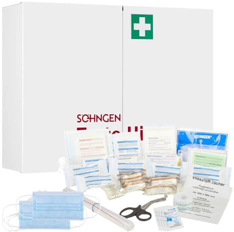 SÖHNGEN Verbandschrank London, gefüllt DIN 13157, 2-türig, 60,4 x 17 x 46,2 cm, Art.-Nr. 0502005 + 3003018 | Erste Hilfe Schrank | Verbandsschrank | Sanitätswandschrank