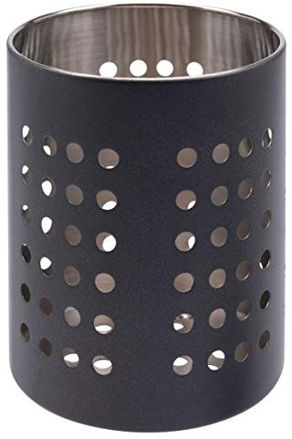 Carousel Home and Gifts Kitchen Cutlery Holder Pot 13cm - Kitchen Utensil Drying Rack, Cutlery Caddy Case, Multi-Purpose Organizer for Silverware - Black