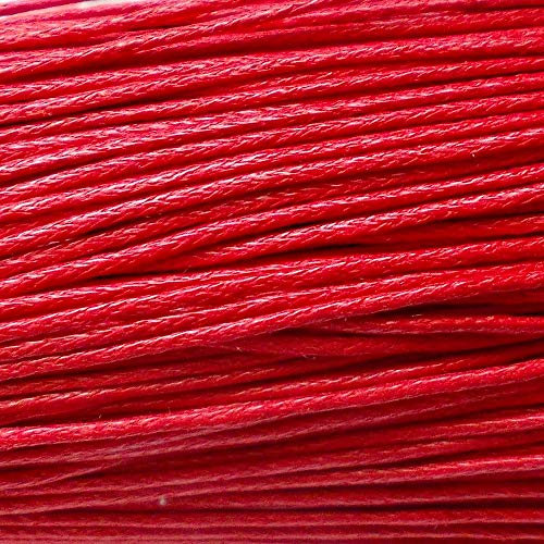 Cotton Cord Waxed 2mm wide / 5m long Rattail Knotting Thread Craft Bracelet Making, Jewellery (Red)