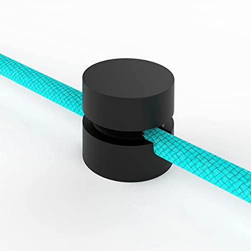 OASHISU 4 Stück Zweiteilige Wand- und Deckenpins [Schwarz, ABS-Kunststoff] für Textilkabel Deckenbefestigung Affenschaukel Aufputz-Kabelhalter für Lampe DIY mit Schrauben und Dübeln