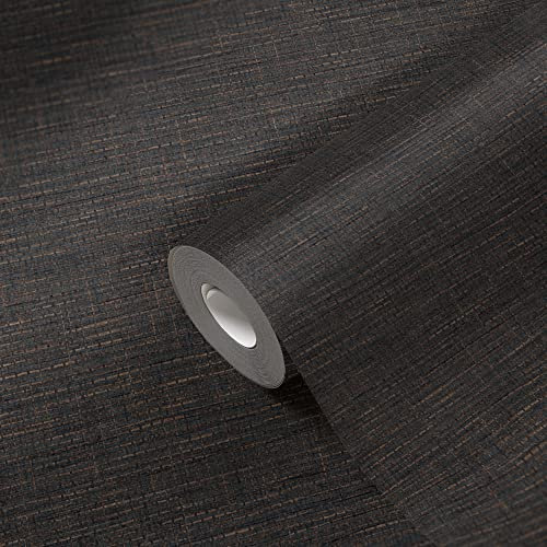 Livingwalls Carta da parati in tessuto non tessuto, struttura Bast, colore: nero/marrone, 38527-2