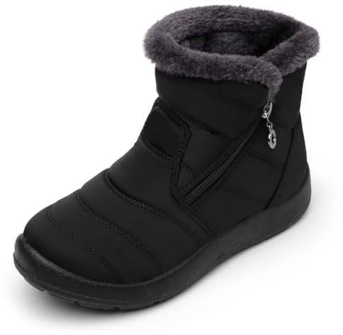 Cheval Winter Snow Zip Up Boots for Women, Fur Lined Warm Ankle Booties, Outdoor Anti-slip Waterproof Comfortable Short Boot, Botas De Invierno Para Mujert
