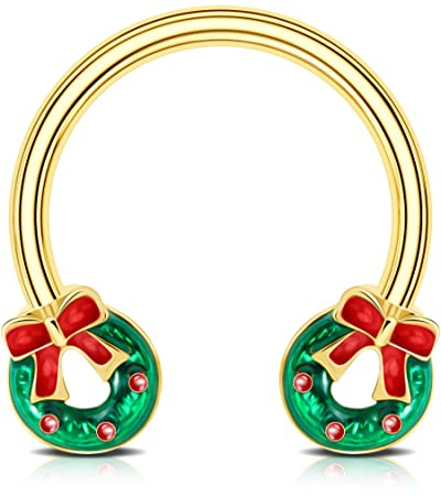 OUFER Body Piercing Weihnachten Helix Piercing Ohrring Ring 16G Daith Ohrring Bar 316L Edelstahl Rook Septum Tragus Hoop Ring, Edelstahl