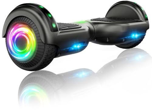 SISIGAD Offroad Hoverboard Kinder Adults mit 6,5 Reifen Leistungsstarke große Batteria Hoverboard Bluetooth-Lautsprechern LED-Licht, A02, A02-Black