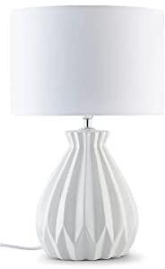 konsimo FABO Tischlampe - Schreibtischlampe für Wohnzimmer, Schlafzimmer und Flur - Tischleuchten Leselampe - Desk Lamp - Lampen Bürolampe Weiß