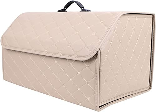Auto Kofferraum Leder Organizer Box, für Audi A1 A3 A4 A5 A6 A7 A8 S3 S4 S5 S6 S7 S8 RS3 RS4 RS5 RS6 RS7, Kofferraum Storage Box Wasserdicht Leder Faltbare Aufbewahrung Zubehör,F/Beige