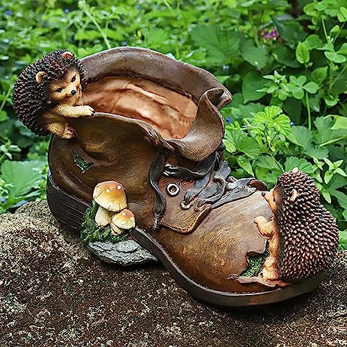 SAZDFY Modern Resin Flower Arrangement Container with Drainage & Hedgehog Old Boot Plants for Indoor Outdoor Plant Flower Pots Garden Decor-Leather Shoes C