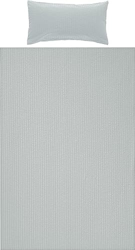 Erwin Müller Seersucker Bettwäsche Uni Rosenheim mit Hotelverschluss Silber Größe 40x80 cm / 135x200 cm - für die warme Jahreszeit, bügelfrei, atmungsaktiv