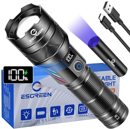 Rechargeable Flashlights 100000 High Lumens, Long Range 5000ft, Super Bright LED Flashlight USB C, High Powerd Multi-functional Heavy Duty Strong Flash Light High Beam, For Emergency Home Camping
