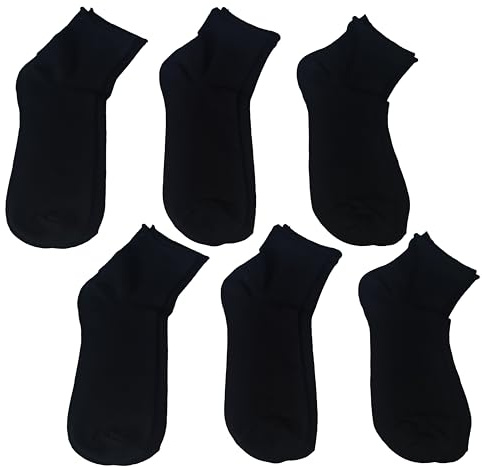 Fontana Calze - 6 par UNISEX SANITARIE varma vinterbomull utan elastisk laserskärning ankelstrumpor Tillverkad i Italien, Svart, 41-43 EU