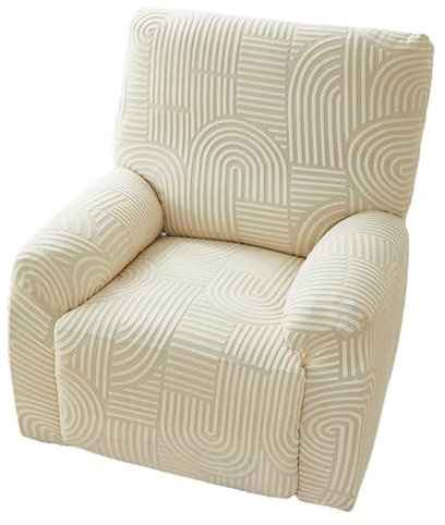 GUYIRT Stretchhusse Für Relaxsessel 4-teilig, Bezug Für Liegestuhl, Relax Sessel Überzug, Fernsehsessel Bezug, Sesselschoner Mit Taschen (beige)