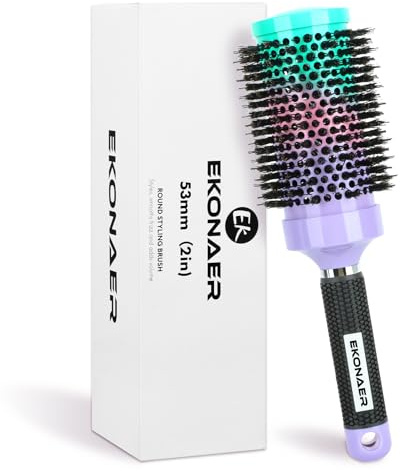 EKONAER Round Hair Brush - 2.1 Inch Thermal Ceramic Brush for Blow Drying & Volume, Soft Bristles with Enhanced Texture, for Curling and Shine