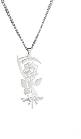 Gu Feng Schmuck Persönlichkeit dunkel Edelstahl hohle Rose Sichel Anhänger Herren Pullover Kette
