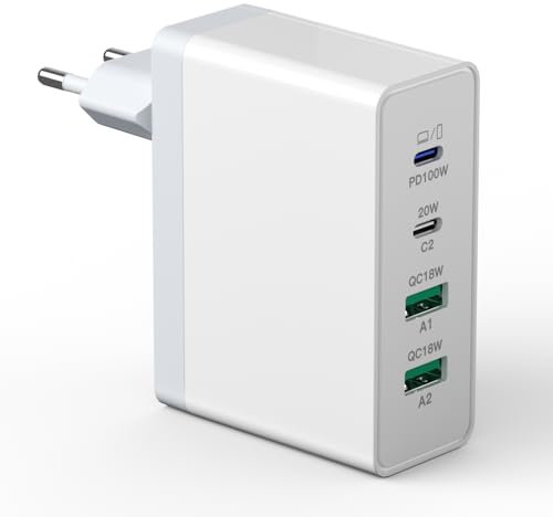 Caricatore USB C, 140W GaN 4 porte ricarica rapida 100W adattatore multiplo USB C compatibile con MacBook Pro/Air/iPhone 15/16/Samsung/Tablet/Laptop/Mobile