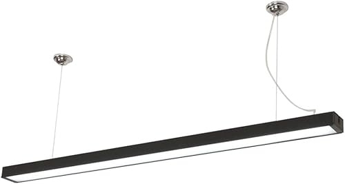 HONY-LIGHT 24W Schwarz Extra Lang Pendellampe, 1200Mm 6000K Aluminium Acryl Höhenverstellbar Hängeleuchte, Deckenleuchte, Büro Pendelleuchte, Für Keller Küche Hängeleuchte