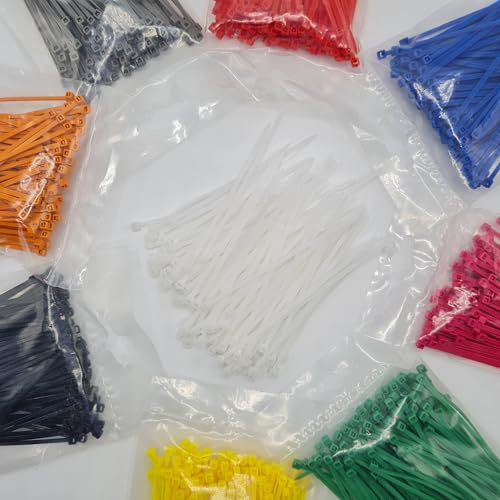 1000 Stück Kabelbinder, 2,5mm Kabelbinder UV Beständig, Nylon Verschiedene Größen Super Haltbar Selbsthemmend Cable Ties (Weiß, 1000 Stück x 100mm)