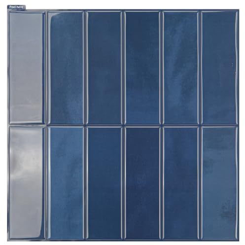 Art3d Adesivi per piastrelle autoadesive pellicola per piastrelle blu navy adesivo da parete metro piastrelle adesivo da parete piastrelle autoadesive piastrelle RV cucina bagno 10 fogli (30,5 x 30,5