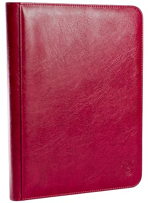 FANTASY CLUB – Álbum de Cartas Coleccionables Rojo vintage con 360 bolsillos cierre Cremallera | Trading Card Album para TCG y Cartas Estándar | Acabado Premium Vintage | Libre de Ácidos/PVC