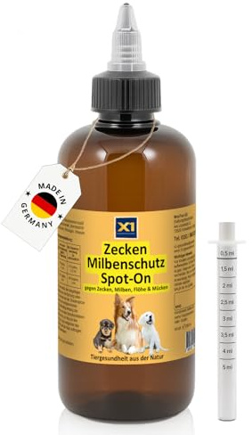 X1 Zecken-, Floh- & Milbenschutz Hund Spot-On 250 ml – Geruchlos, ohne Teebaumöl – Natürlicher Schutz mit Margosa & Kokosöl – Wasserfest & sparsam – Made in Germany – für alle Hunderassen