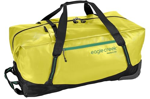Eagle Creek Migrate Reisetasche mit Rollen 110L I Recyceltes wasserabweisendes Material I Rucksack-Funktion I 110 Liter Volumen I Electric Yellow