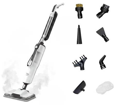 Fakir Duo Steam Dampfreiniger 2-in-1 Hand- & Standgerät, 1400W, 380ml Tank, LED-Anzeige, Dampfregulierung, 5m Kabel - Polsterreiniger für alle Oberflächen