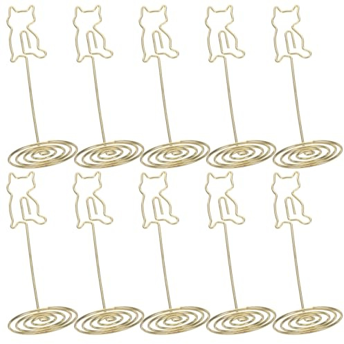 Healeved Lot de 10 Porte-Cartes de Table en Métal Doré Pince à Cartes Multifonction pour Notes Mémos et Numéros de Table Support Élégant pour Mariage Bureau et Restaurant