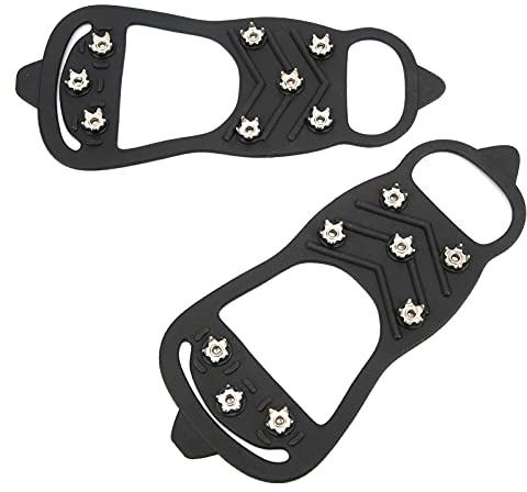 Socobeta 8-tands Stegjärn Ice Shoes Spikes Covers, Slitstarkt Rostfritt Stål Sko Spikes Claw för Anti-halk Effekt - Lämplig för 41-46 Skor (M)
