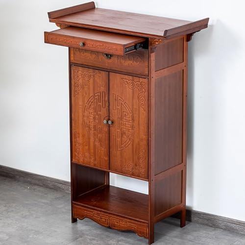 RTTZBOZ Buddhistischer Altartisch, Altarschrank mit Stauraum, Meditationsschrank aus Massivholz mit Schublade für Wohnzimmer, Schlafzimmer, Büro(100cm/39in)