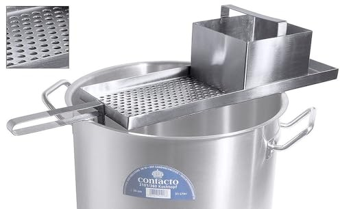 Contacto Gastronomie Knöpflehobel für kurze Knöpfle mit Topfhalterung Edelstahl 18/10 für Töpfe von Ø36-45 cm, Spätzlepresse mit Ruhebreich