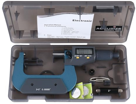 Accusize Industrial Tools 2-3''/50-75mm by 0.00005'' 2 Keys Electronic Digital Outside Micrometer, Md71-0003